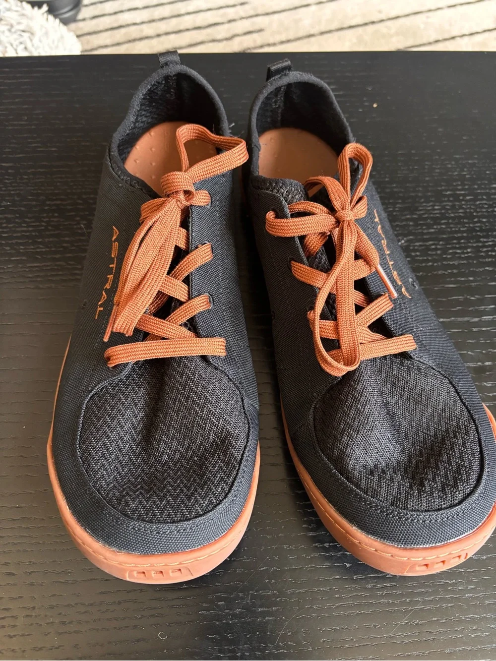 Astral Loyak’s.  Men's Black and cognac minimalist water shoes